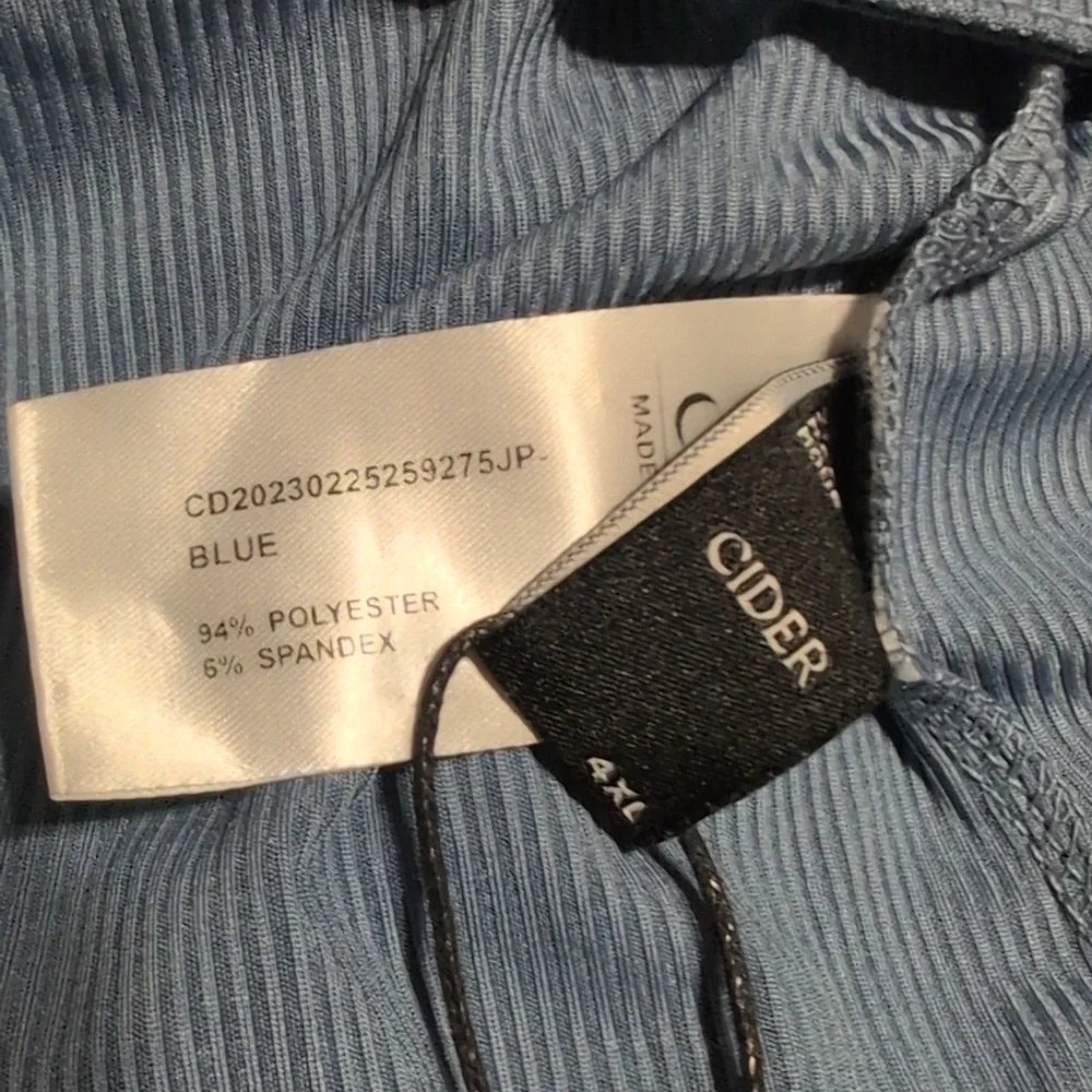 CIDER Blue V-neck Cami Wide Leg Jumpsuit W/ Pockets - Picture 8 of 8
